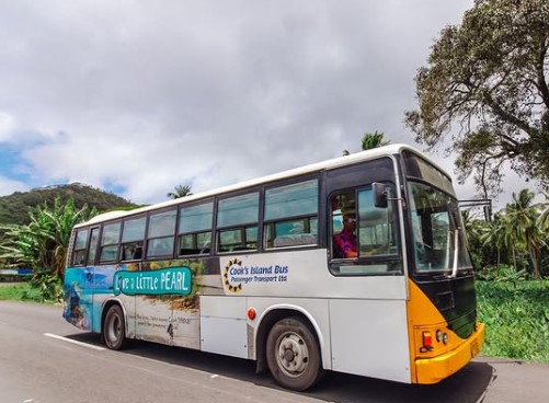 The local bus travelling around Rarotonga