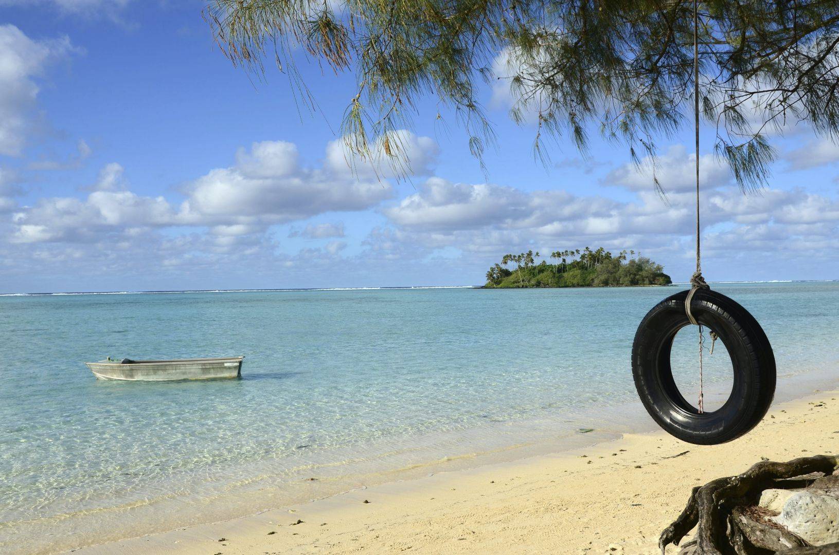 Calm Rarotonga lagoon and beach selected for an island experience