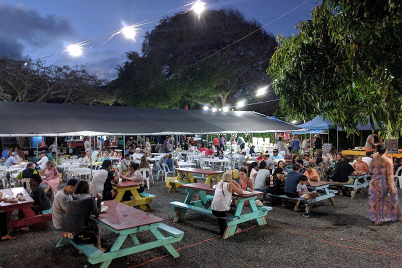 Food stalls and visitors at the Muri Night Markets